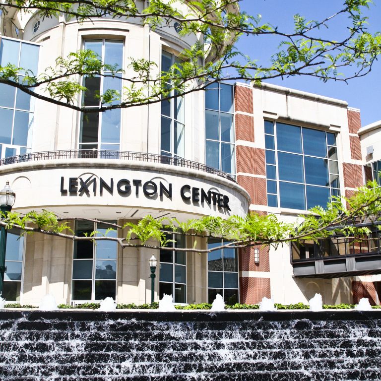 Daytime View of Lexington Center with Water Feature and Greenery, Kentucky